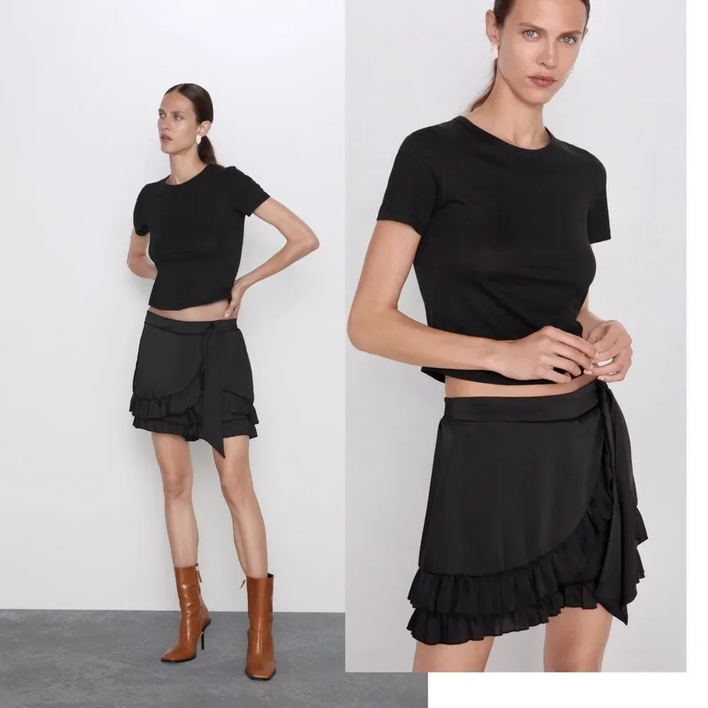 Zara Ruffled Shorts Skirt with Bow Tie BNWT 3564/220/800